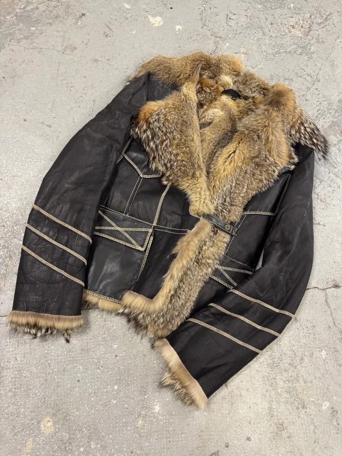 Just Cavalli AW2005 Cavalli Fox Fur Asymmetrical Leather Jacket Size XS / US 0-2 / IT 36-38 - 11 Thumbnail