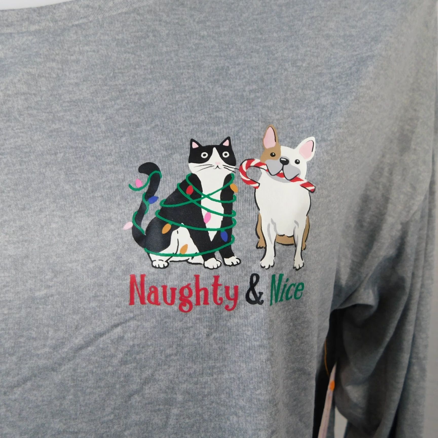 Vintage Joyspun Naughty & Nice Cat & Dog Women's Pajama Top 8-10 Medium Size M / US 6-8 / IT 42-44 - 2 Thumbnail