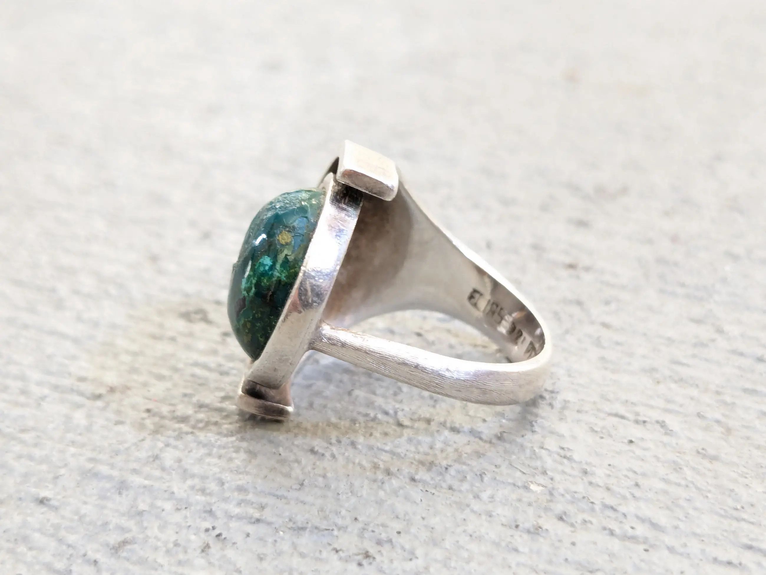 Jewelry Vintage Sterling Silver Ring Chrysocolla Size 7 Modern Size ONE SIZE - 5 Thumbnail