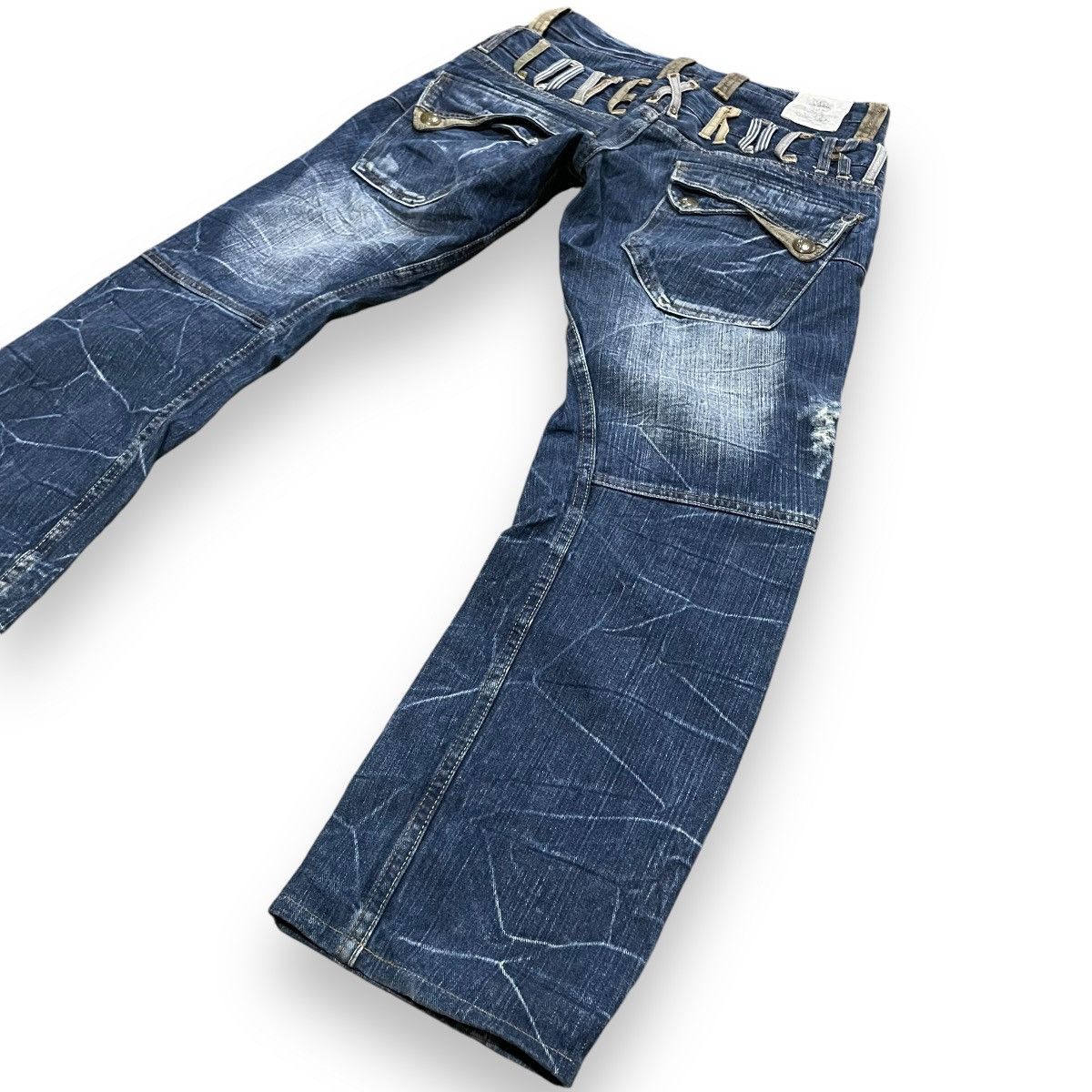 Le Grande Bleu (L.G.B.) DOMINATED HANDCRAFTED LOVEROCK DOUBLE WAIST SPIRAL CUT JEANS Size US 30 / EU 46 - 14 Thumbnail