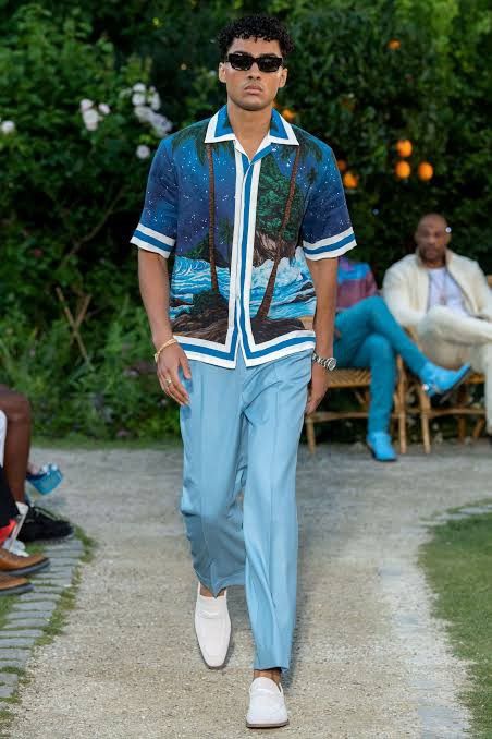 image of Casablanca Wool Pants in Blue, Men's (Size 31)