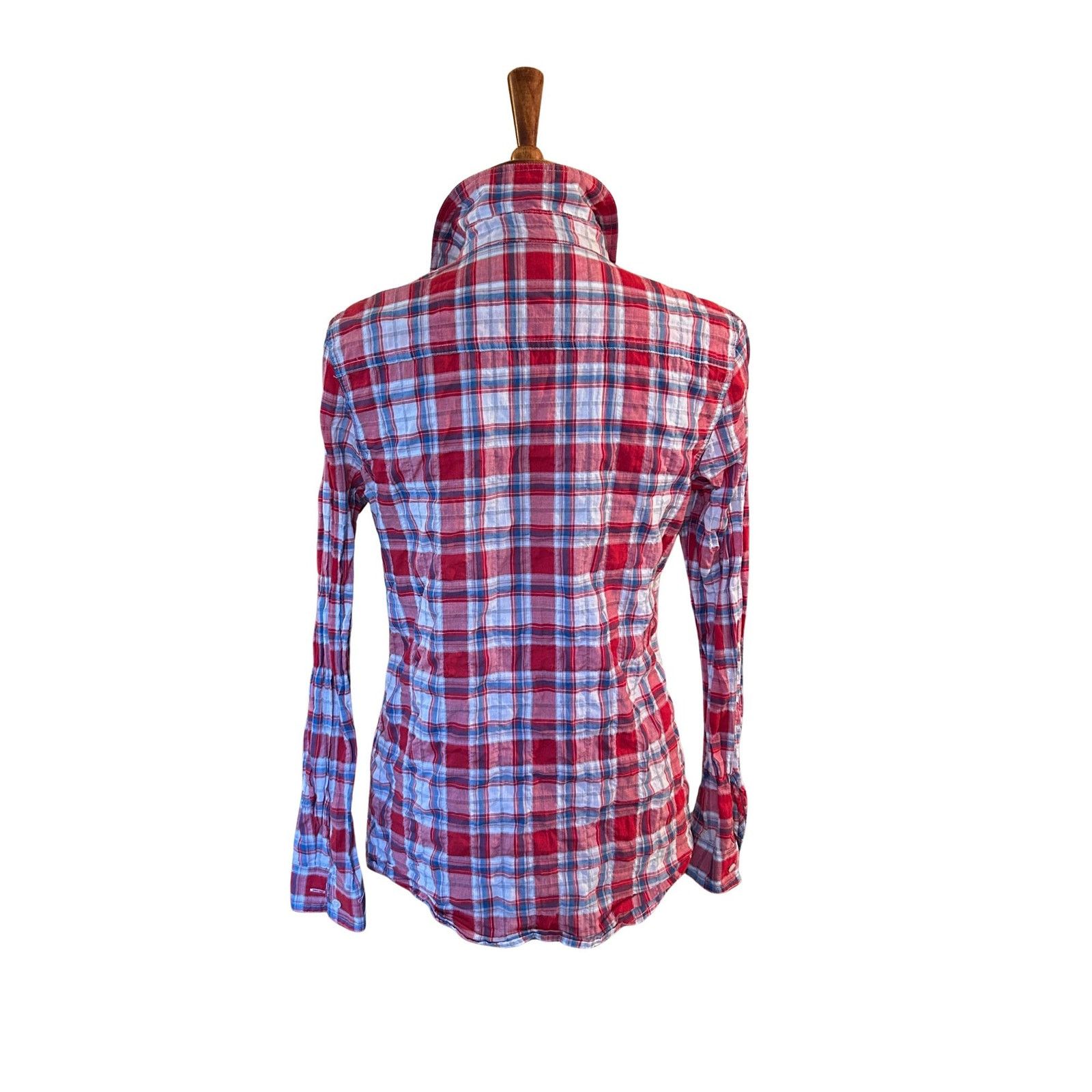 J.McLaughlin J. McLaughlin Red, White, Blue Cotton Crinkled Blouse, Small Size S / US 4 / IT 40 - 2 Thumbnail