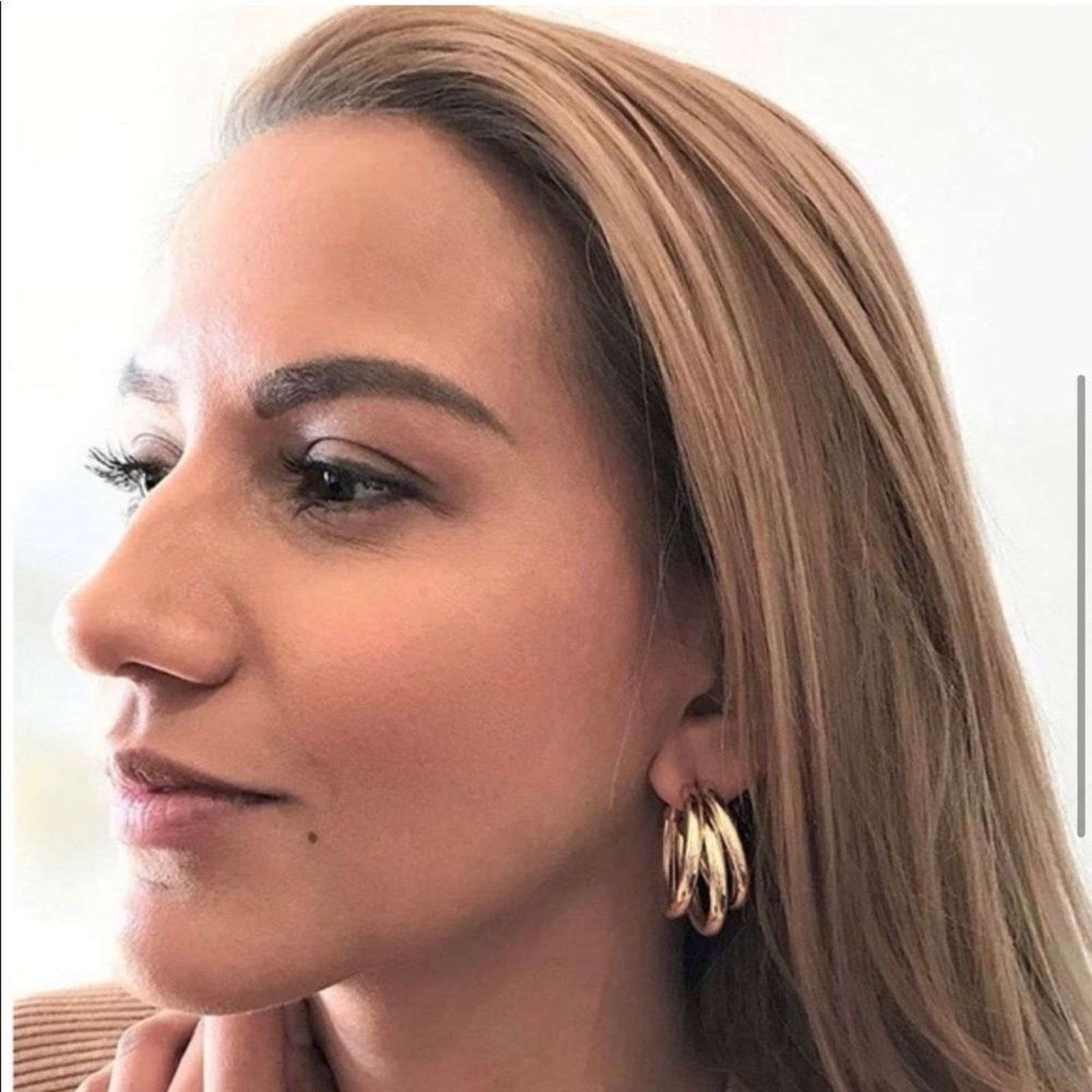 Other New 18K Gold Plated Three Layer Round Hoop Earrings Size ONE SIZE - 4 Thumbnail