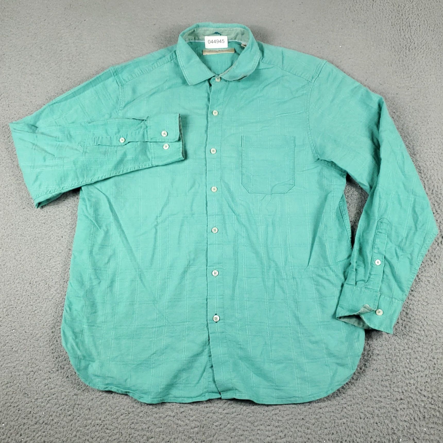 Tommy Bahama Tommy Bahama Shirt Mens Large Turquoise Linen Blend Cotton Solid Button Up Long Sleeve Size US L / EU 52-54 / 3 - 2 Thumbnail