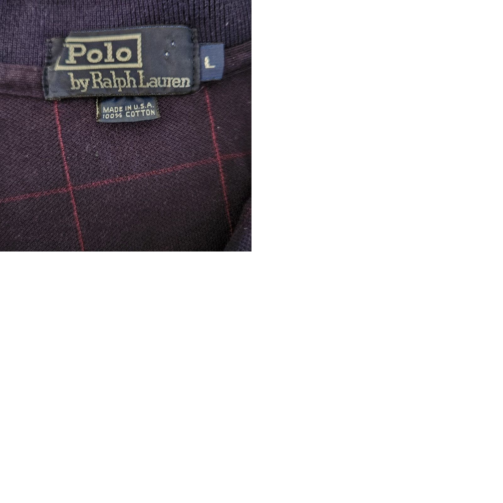 Polo Ralph Lauren VINTAGE Polo Ralph Lauren Long Sleeve Polo Mens Large Navy Check Made in USA 90s Mens Polo Shirt Blue Check 90s Vintage Regular Mens Size US L / EU 52-54 / 3 - 9 Thumbnail