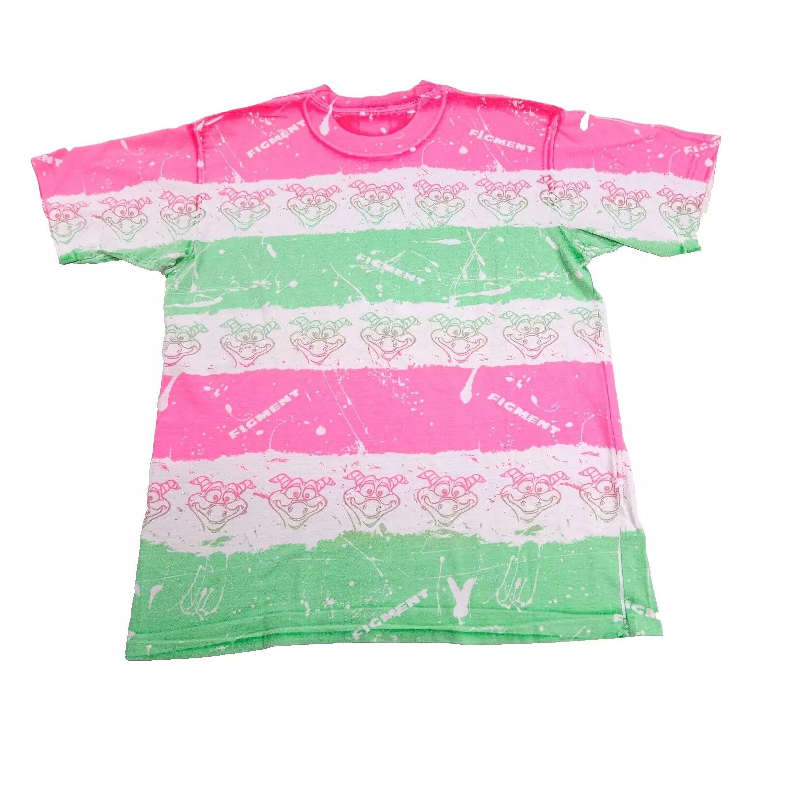 Disney Vintage 80s Disney Figment AOP T Shirt Dragon Neon L/XL Size US L / EU 52-54 / 3 - 3 Thumbnail
