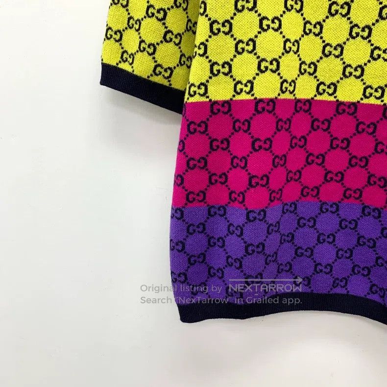 Gucci Gucci Colour-blocking logo jacquard full-print cotton roun Size S / US 4 / IT 40 - 4 Thumbnail