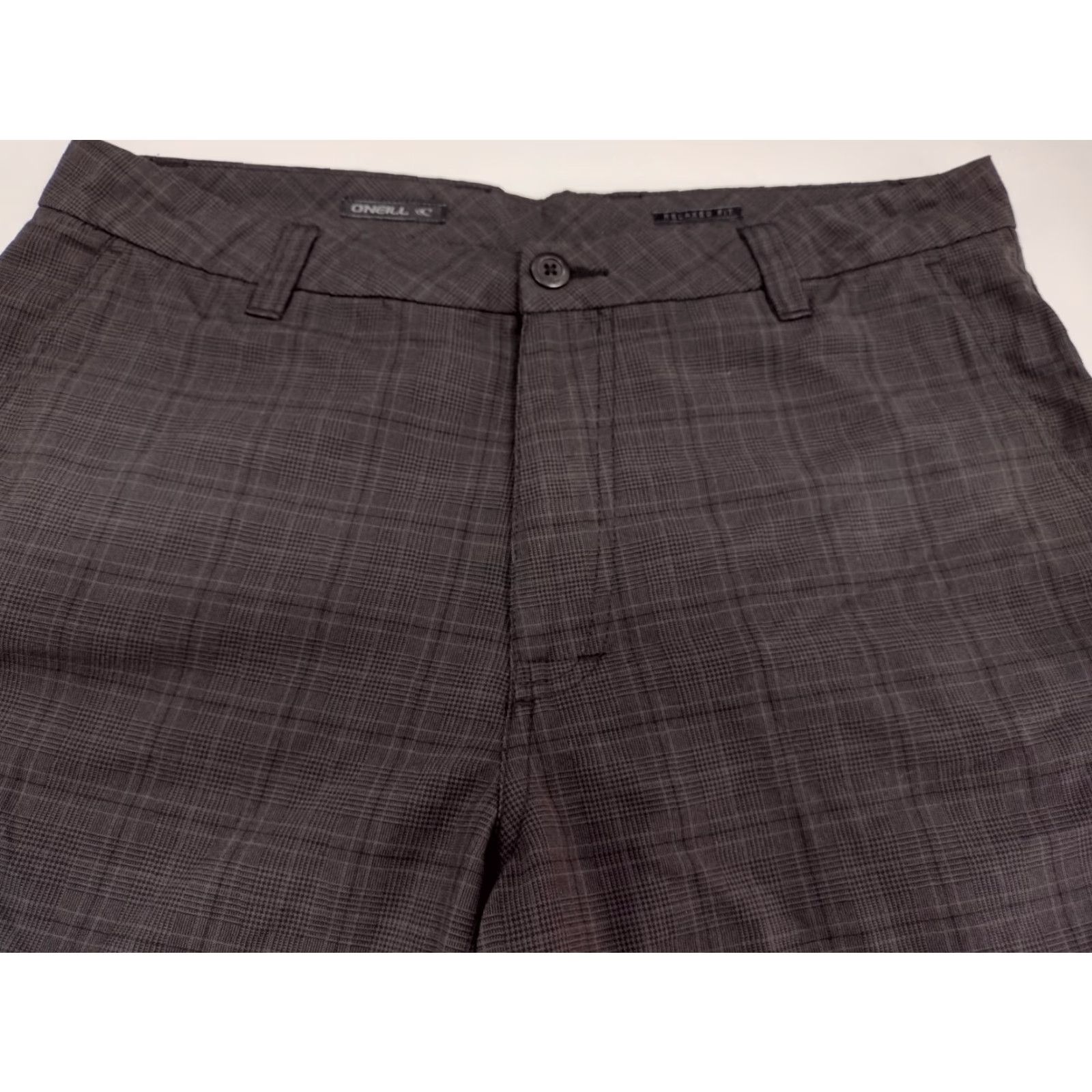 O'Neill O'Neill Chino Shorts Mens 34 Black/Grey Plaid 11" Flat Front Relaxed Fit #2670 Size US 34 / EU 50 - 4 Thumbnail