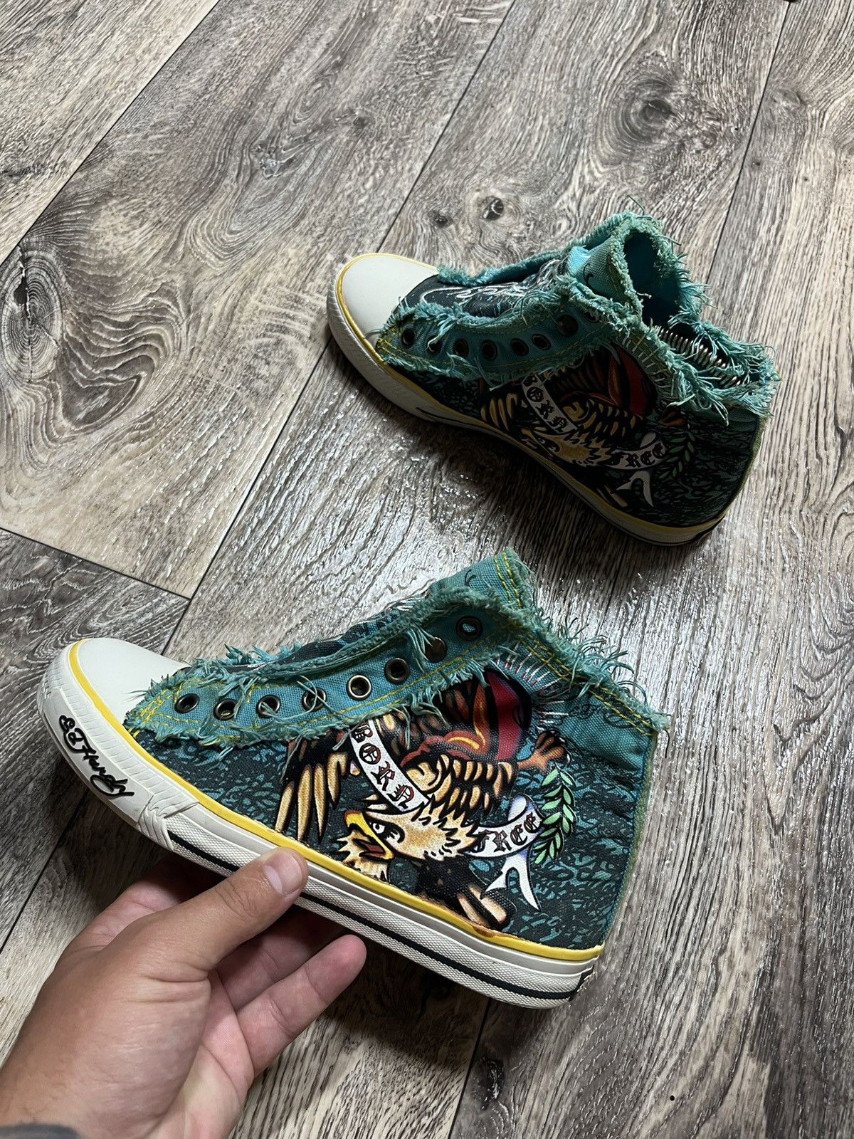 Pre-owned Christian Audigier X Ed Hardy Mens Vintage Ed Hardy Sneakers Shoes Y2k (size 6)