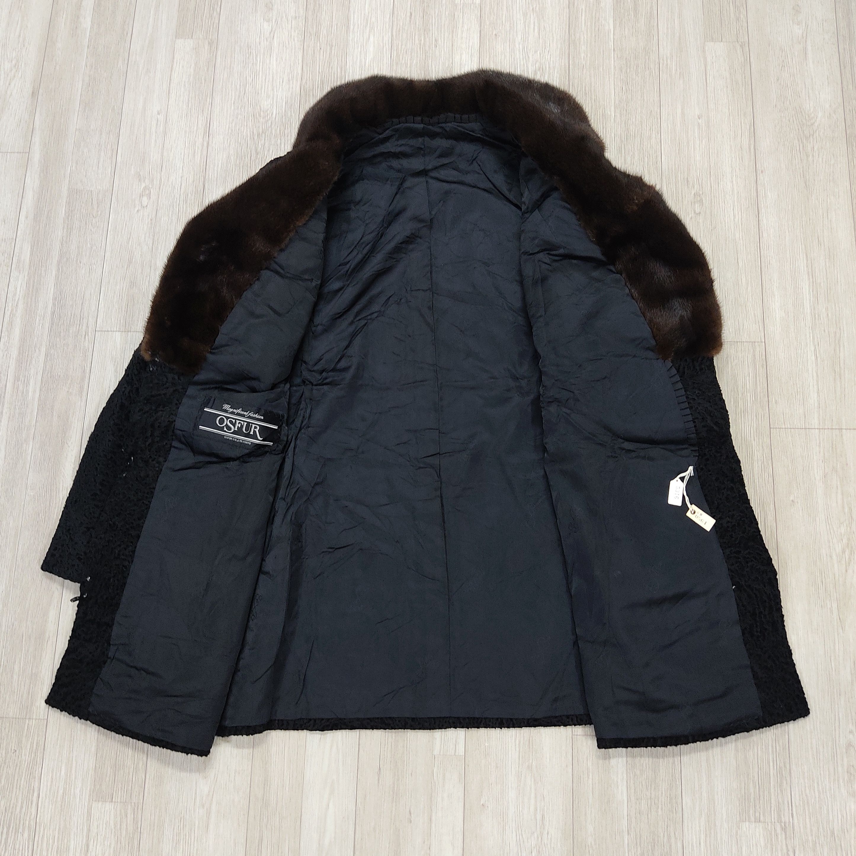 Japanese Brand OSFUR TOKYO Black Persian Lamb Coat with Mink Fur Size M / US 6-8 / IT 42-44 - 11 Thumbnail
