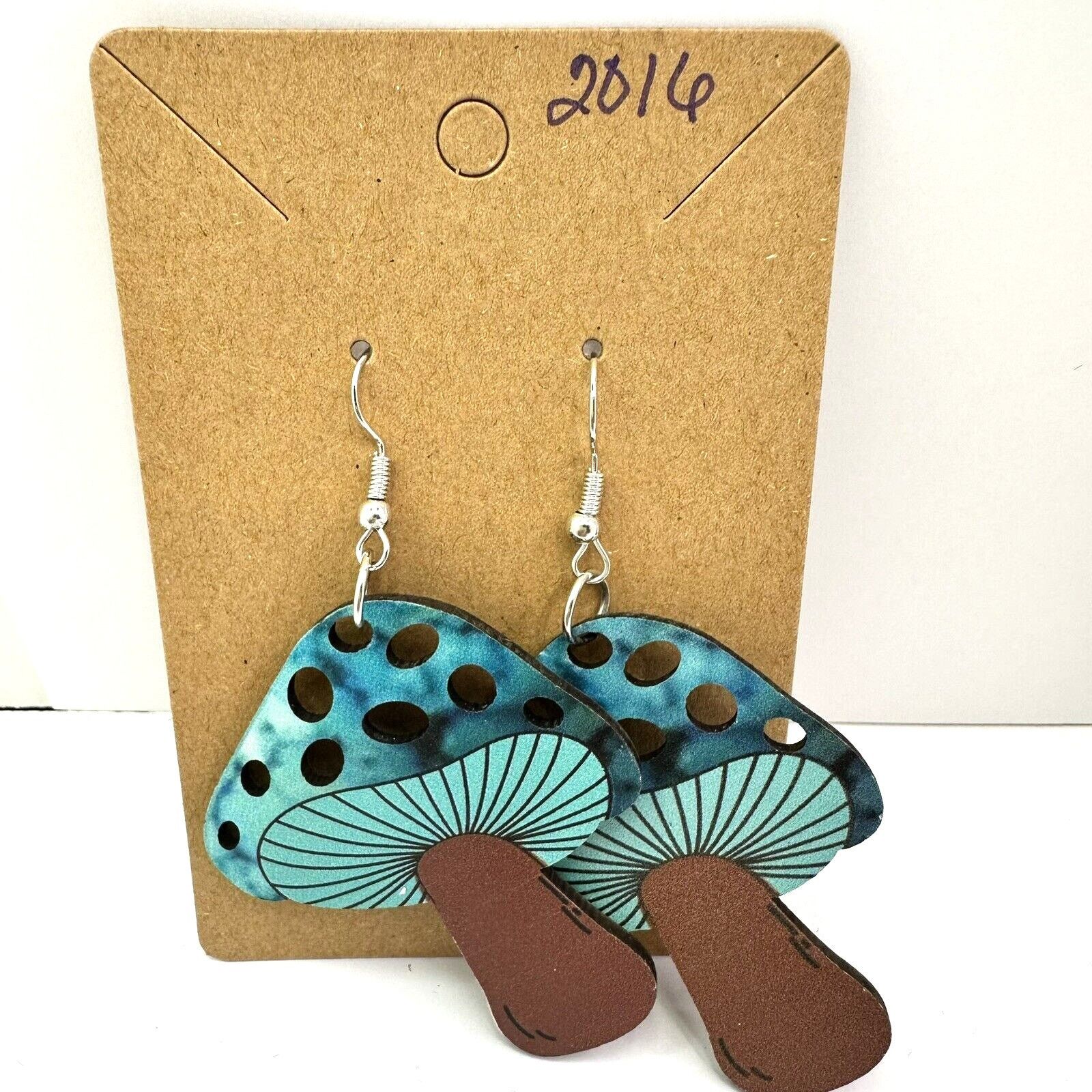 Other Mushrooms Hook Earrings Wood TyeDye Turquoise New Fantasy Size ONE SIZE - 2 Thumbnail