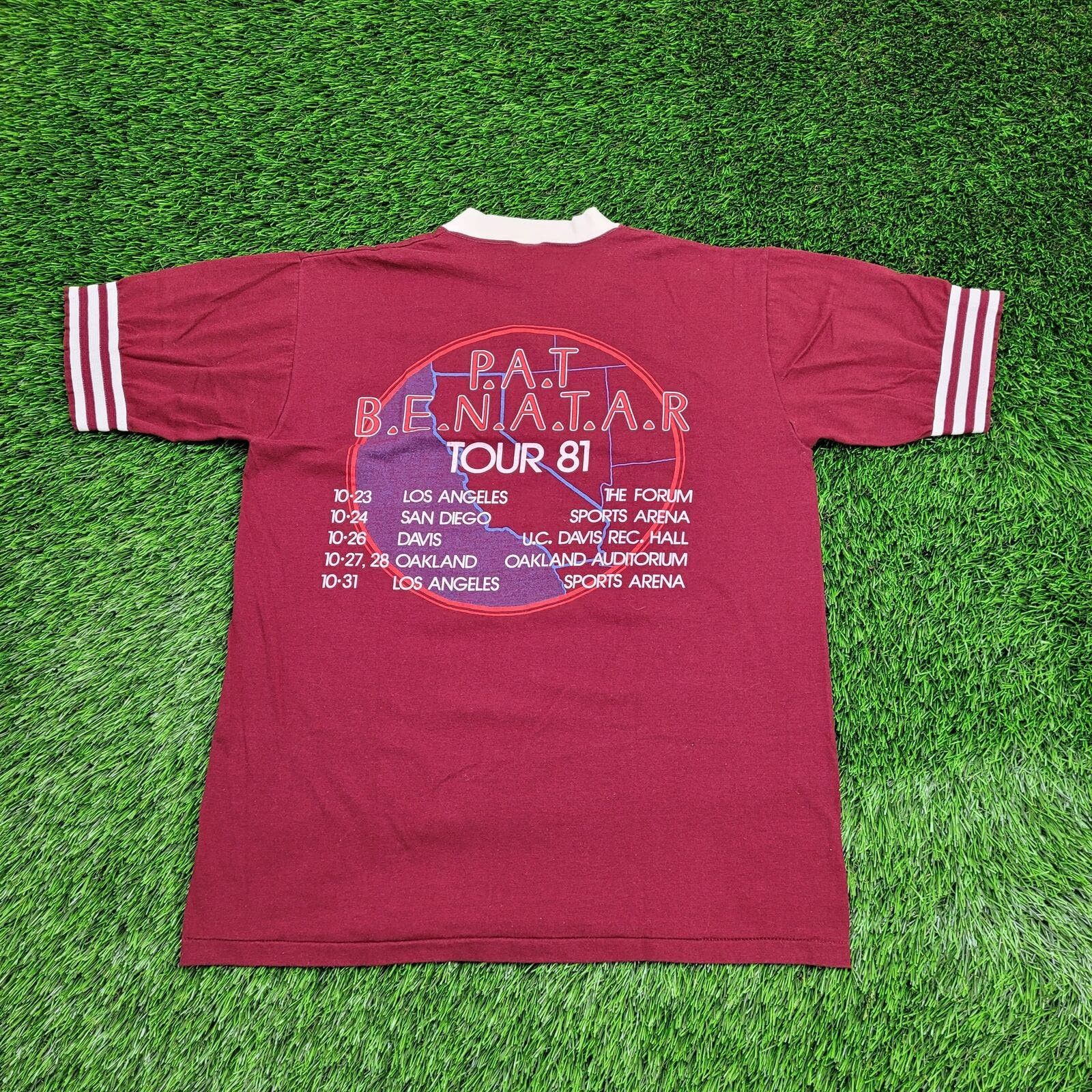 image of Sportswear Vintage 1981 Pat-Benatar Shirt M/l-Short 19X20 Precious-Time in Red, Men's (Size Large)