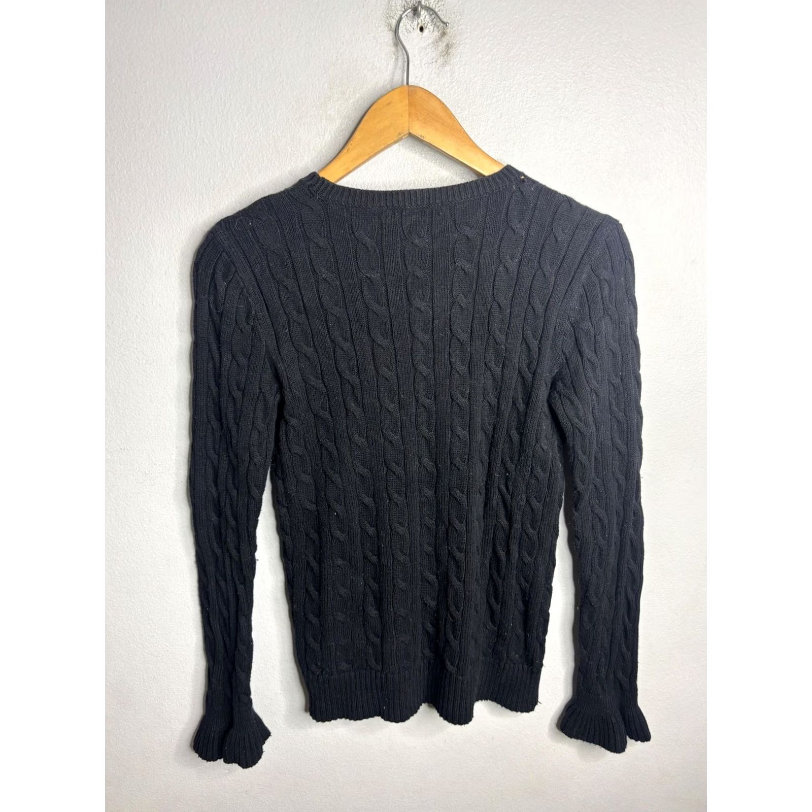 Ralph Lauren Lauren Ralph Lauren Sweater Womens Medium Black Cable Knit Crewneck Pullover Size M / US 6-8 / IT 42-44 - 4 Thumbnail