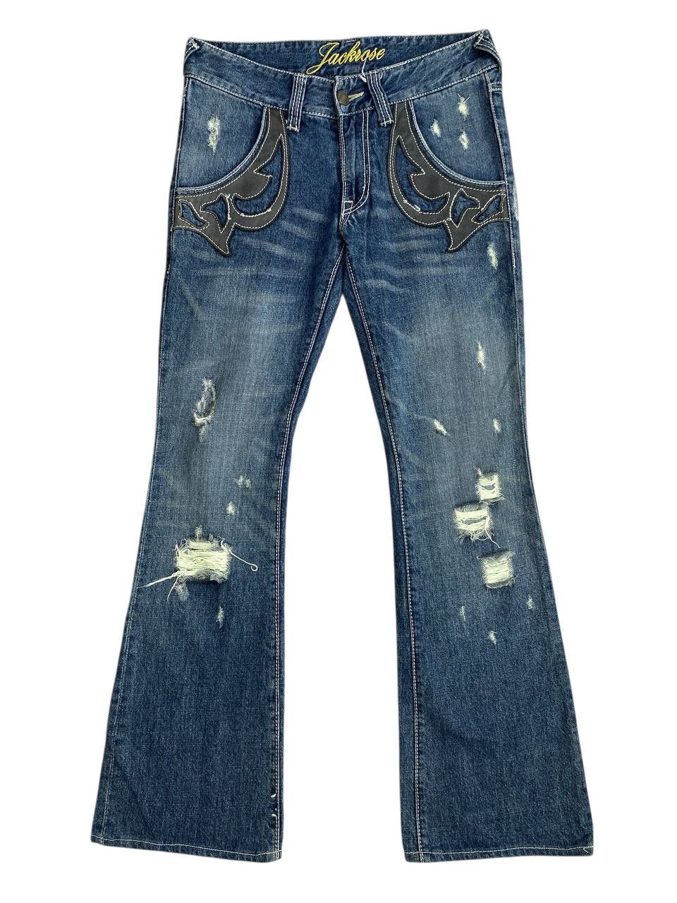 JACKROSE 2000’s Y2K Jackrose Distressed Repaired Flared Denim Size US 30 / EU 46 - 1 Thumbnail