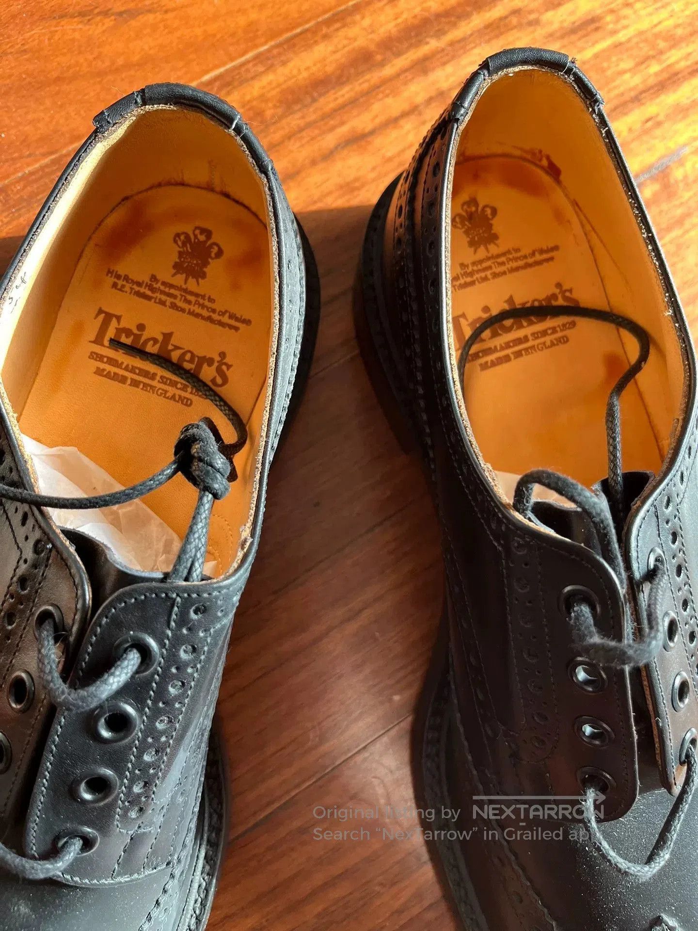 Tricker's Tricker's Black Brogue Leather Shoes. Size US 11 / EU 44 - 3 Thumbnail