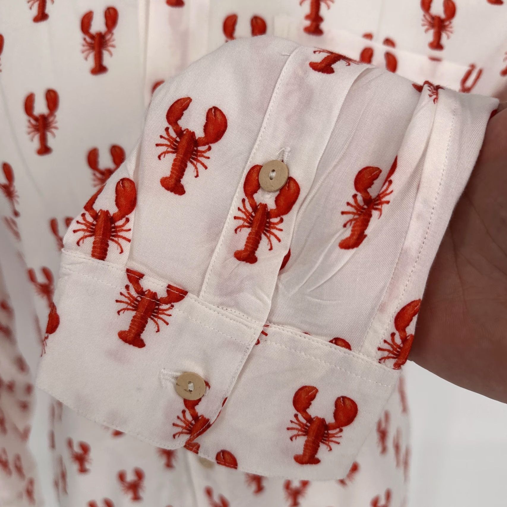 Vintage Kenny Flowers Shirt Mens Medium White Lobster Print Button Up Limited Edition Size US M / EU 48-50 / 2 - 3 Thumbnail