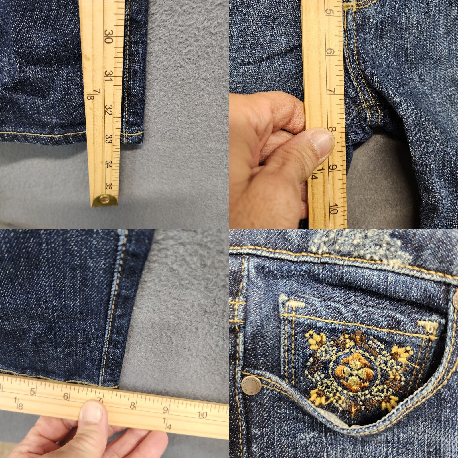 Paige Paige Jeans Womens 31x33 Blue Premium Denim MELROSE Slim Straight Embroidery Jeans Mens Women Girls Size 24" / US 00 / IT 34 - 8 Thumbnail