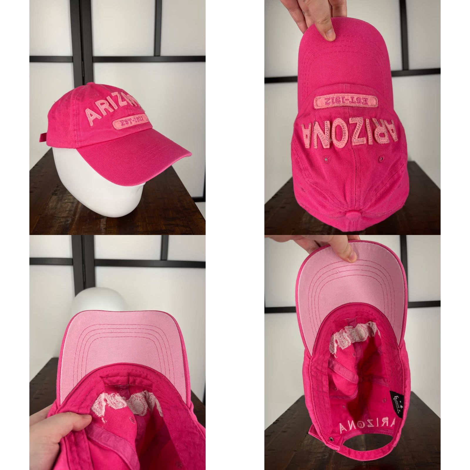 Vintage Arizona Est 1912 Hat Strap Back Adult One Size Pink Embroidered 100% Acrylic Banana Expression Snapback Size ONE SIZE - 8 Thumbnail