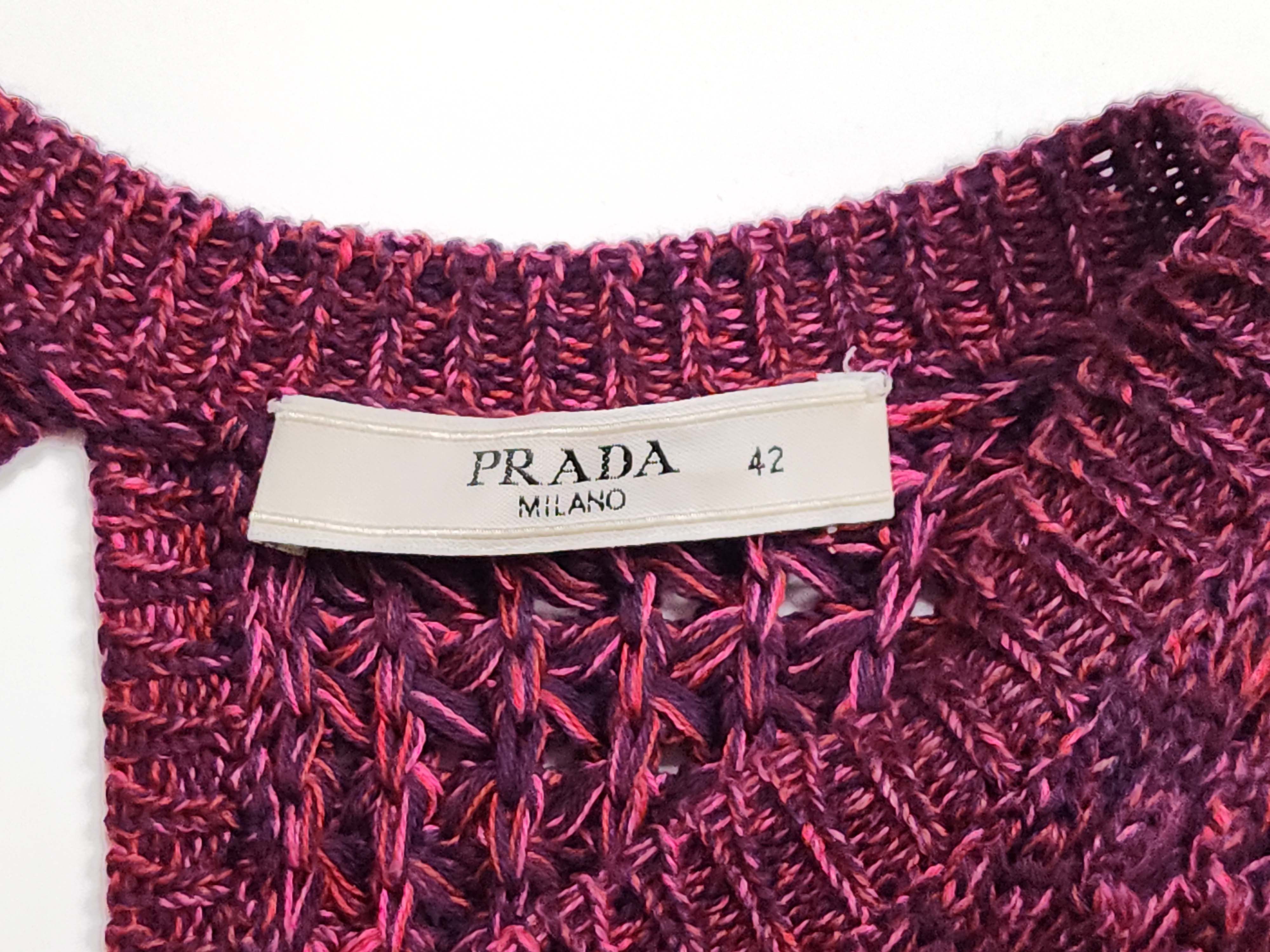 Prada Magenta Purple Cotton Knit A-Line Dress Size M / US 6-8 / IT 42-44 - 5 Thumbnail