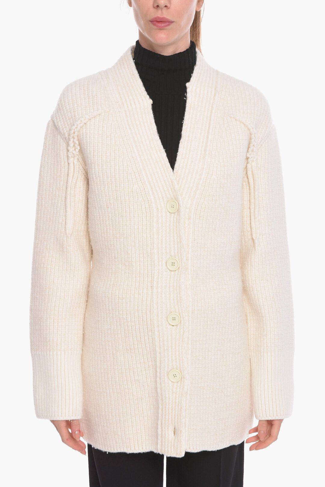 image of Bottega Veneta Og1Mm0124 Cardigan In White, Women's (Size Small)