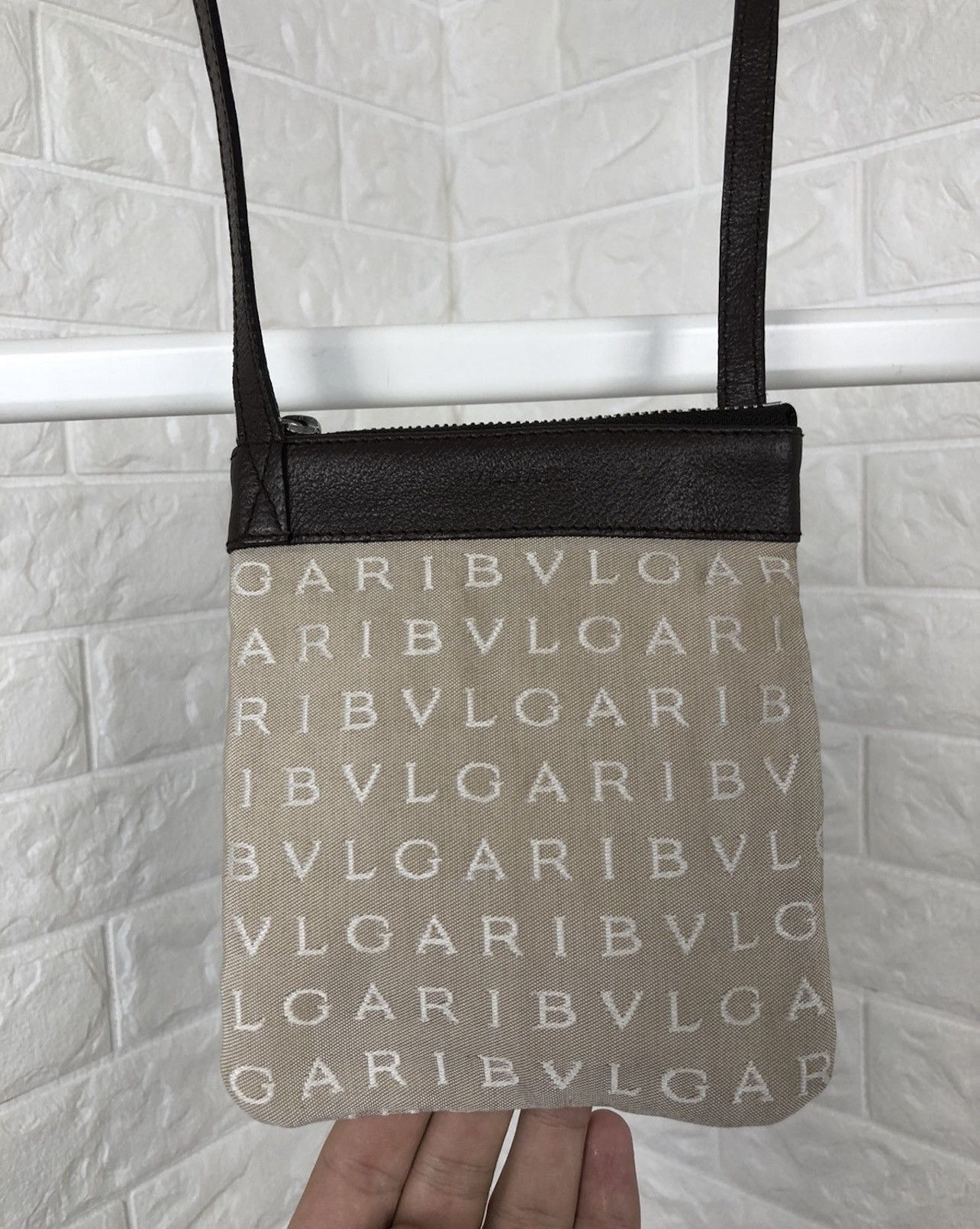 Bvlgari Bvlgari Logomania 22588 Women's Canvas Shoulder Bag Beige Size ONE SIZE - 6 Thumbnail
