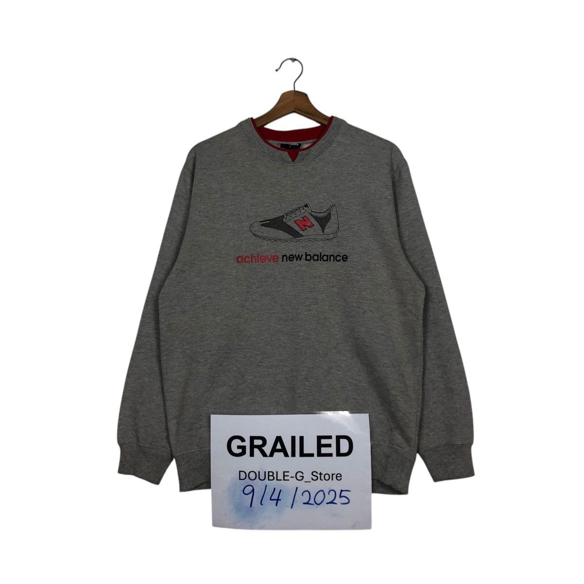 Japanese Brand 📌Vintage Sweatshirt Rich Grey New Balance Big Logo Size US L / EU 52-54 / 3 - 1 Thumbnail