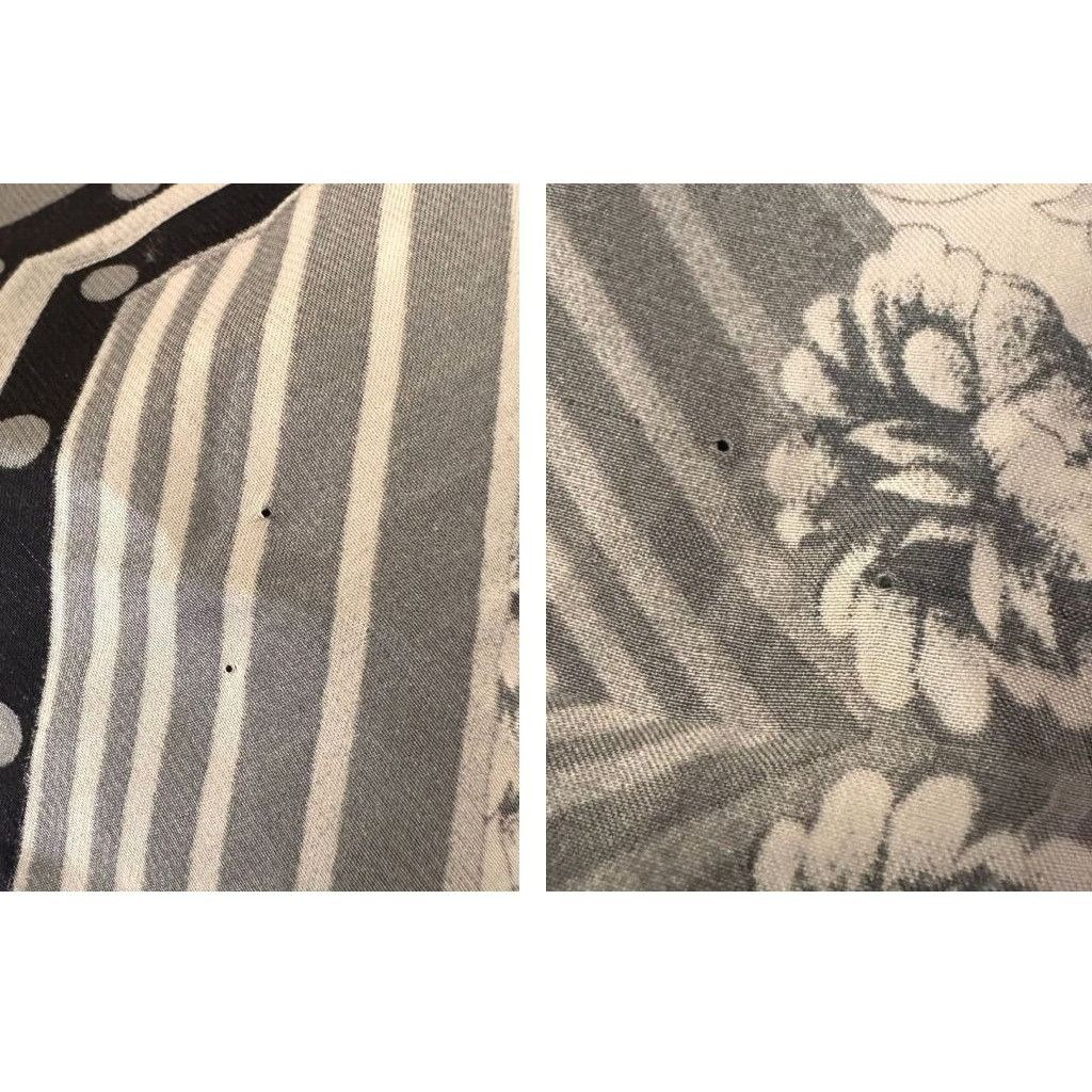 Vintage Vintage Neck Scarf Silver Black Floral Art Deco Hand Rolled Size ONE SIZE - 12 Thumbnail