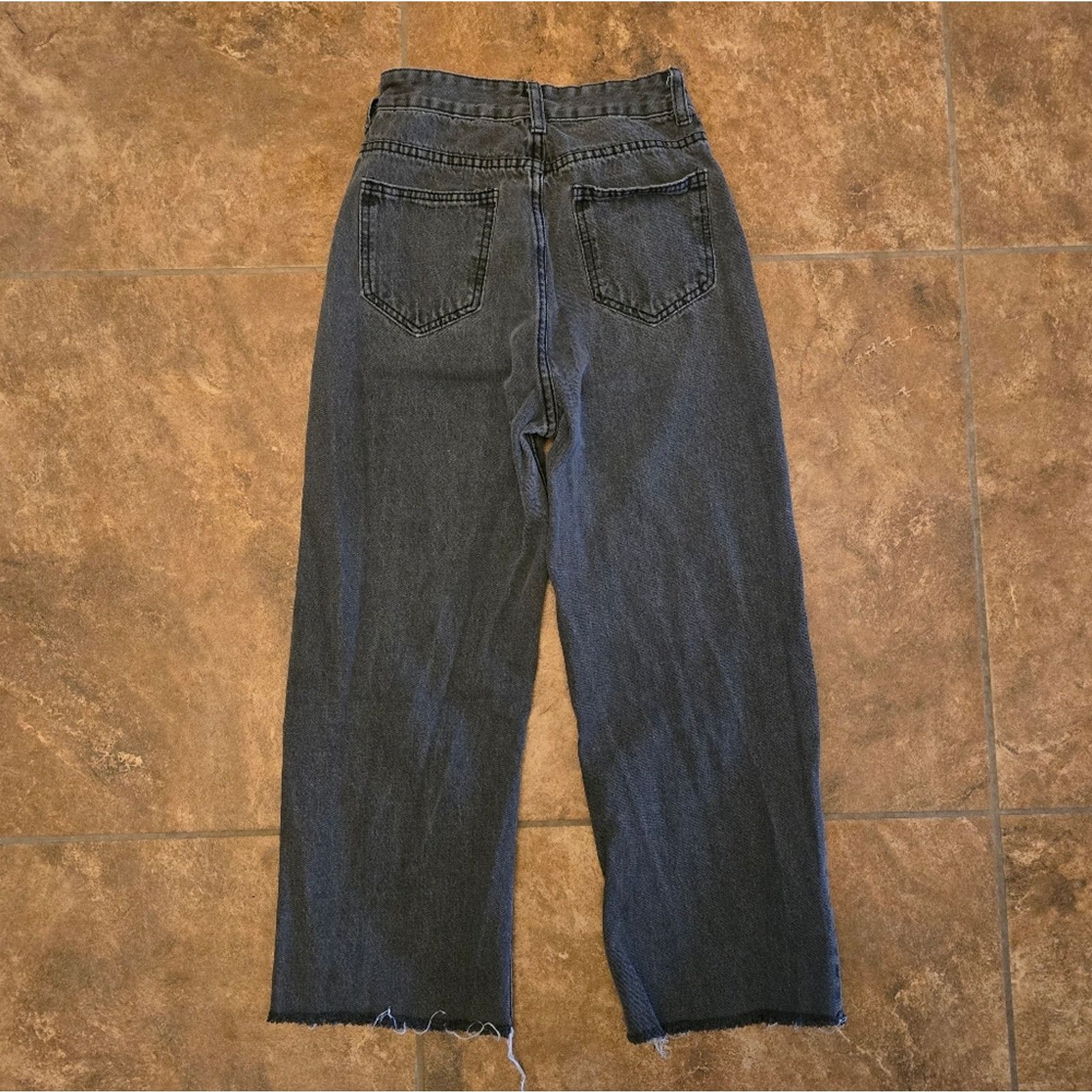Other Black Faded Denim High Waisted Straight Jean Size 24" / US 00 / IT 34 - 2 Thumbnail
