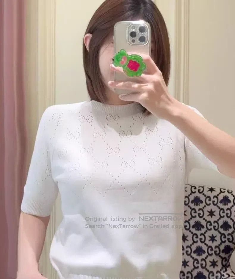 Gucci Gucci White double G hollow cotton round-neck short-sleeve Size S / US 4 / IT 40 - 7 Thumbnail