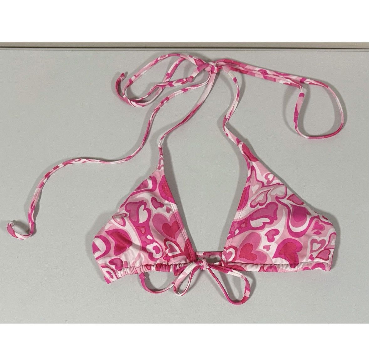 Japanese Brand × Vintage Pink Pastel Hearts Bikini Top Swimwear Bathing Suit Size S 🩷 Size S / US 4 / IT 40 - 2 Thumbnail