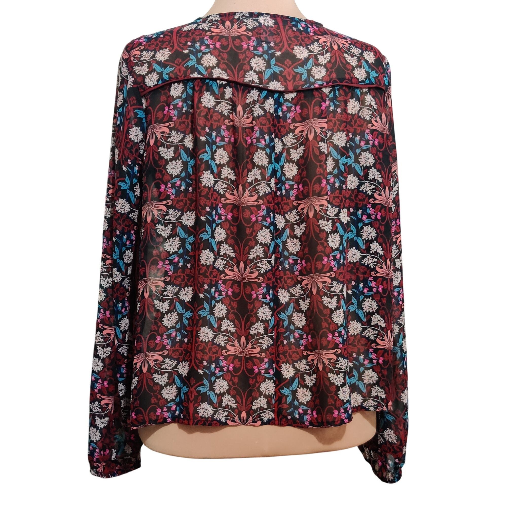 Forever 21 Forever 21 L Sheer Floral Boho Blouse Long Sleeve Tie Neck R Size L / US 10 / IT 46 - 4 Thumbnail