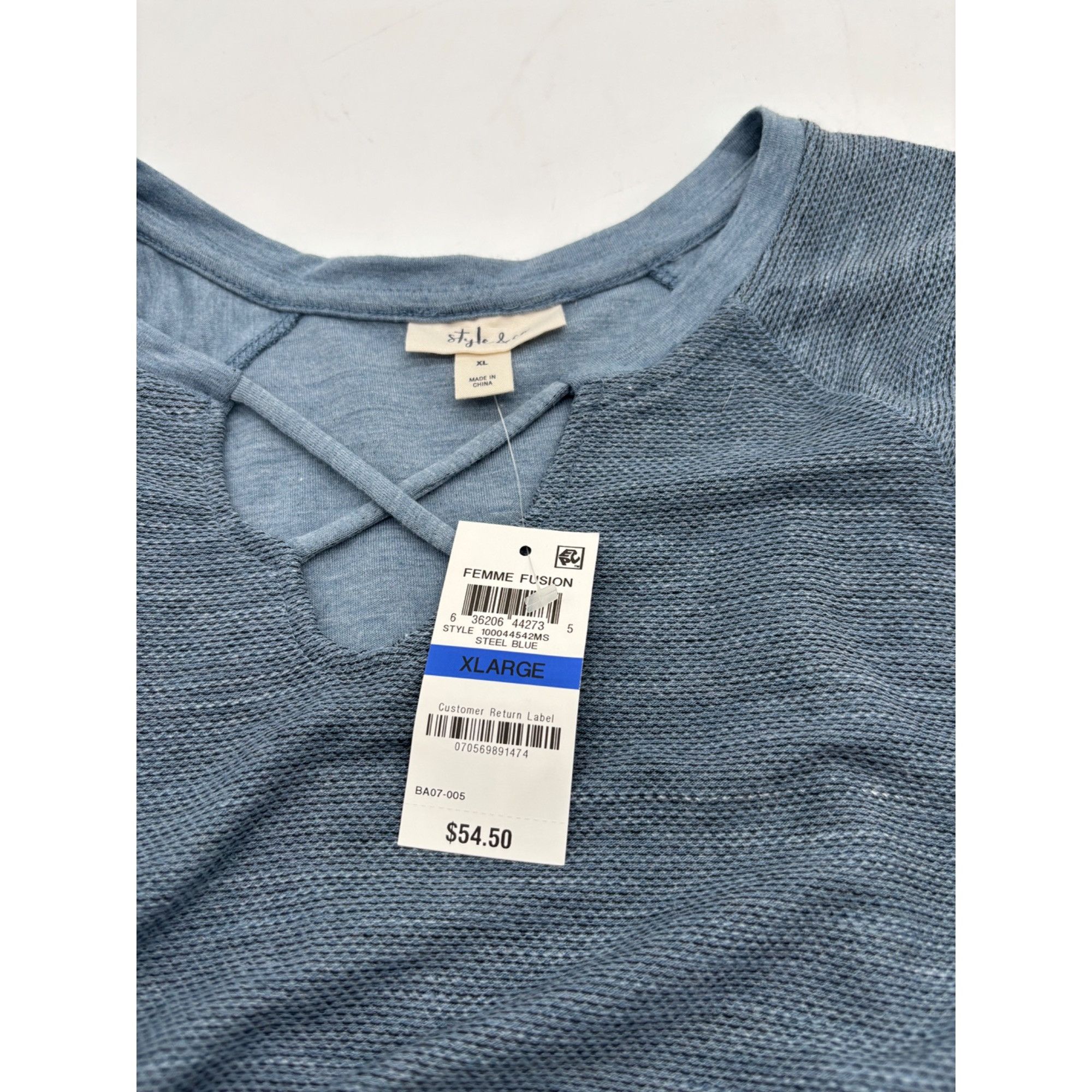 Style & Co Style & Co X-Front Bell-Sleeve Top, Steel Blue, Sz. XL Size XL / US 12-14 / IT 48-50 - 8 Thumbnail