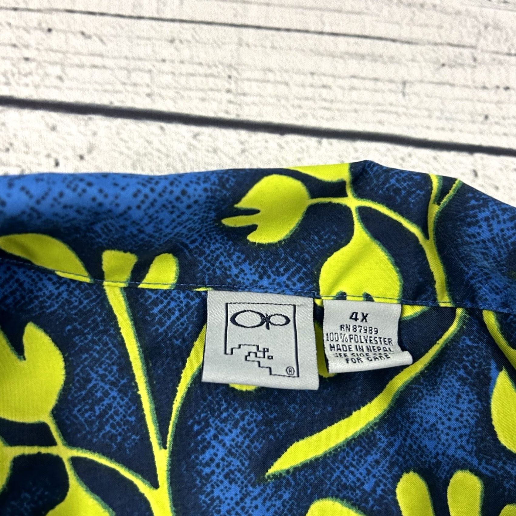 Ocean Pacific Vintage Ocean Pacific Short Sleeve Hawaiian Button-Up Shirt Men's 4X Blue OP Hawaiian Shirt Mens 4X Blue Size US XXL / EU 58 / 5 - 2 Thumbnail