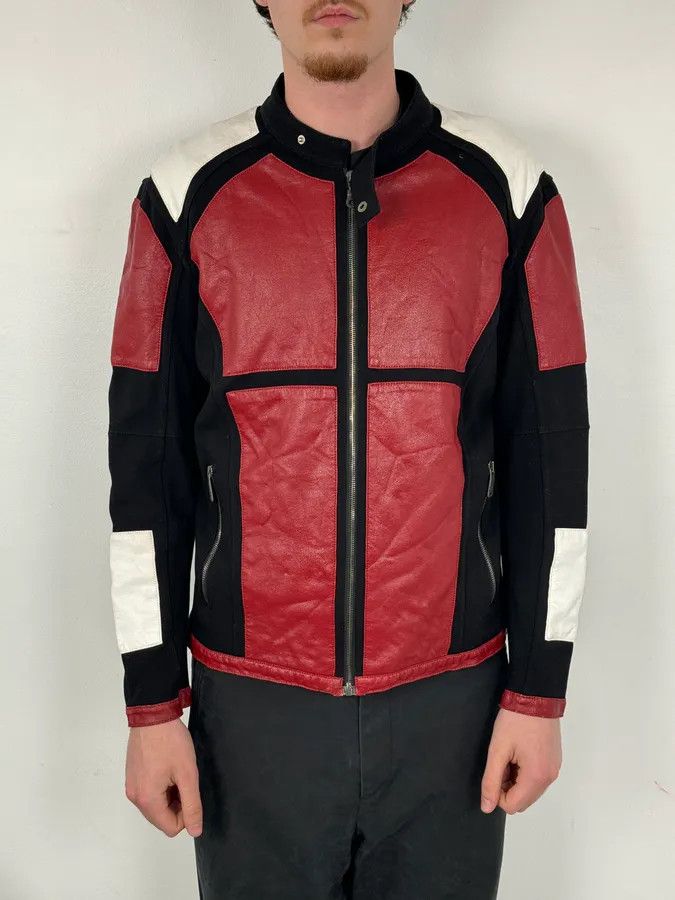 Dirk Bikkembergs 2000s Dirk Bikkembergs Mondrian Leather Color-Block Biker Leather Jacket Size US M / EU 48-50 / 2 - 2 Thumbnail