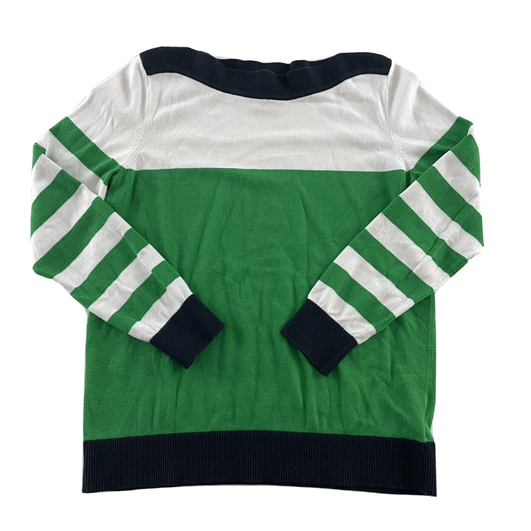 Michael Kors Michael Kors Striped Viscose Blend Pullover Sweater Women's M Green White Shirt Pullover Knit Womens MK Green Striped Viscose Sweater Size M / US 6-8 / IT 42-44 - 2 Thumbnail