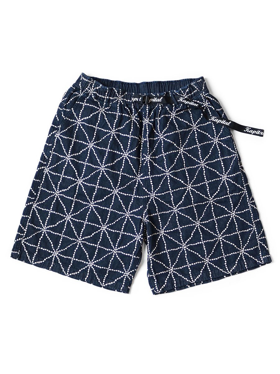 Kapital KAPITAL 8oz color denim FOLK DOJO embroidery shorts Size US 34 / EU 50 - 1 Thumbnail