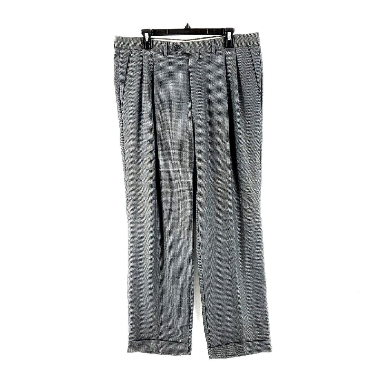 Santorelli Santorelli Luxury Serge Wool Blue Green Basket Weave High Ri Size 36R - 1 Thumbnail