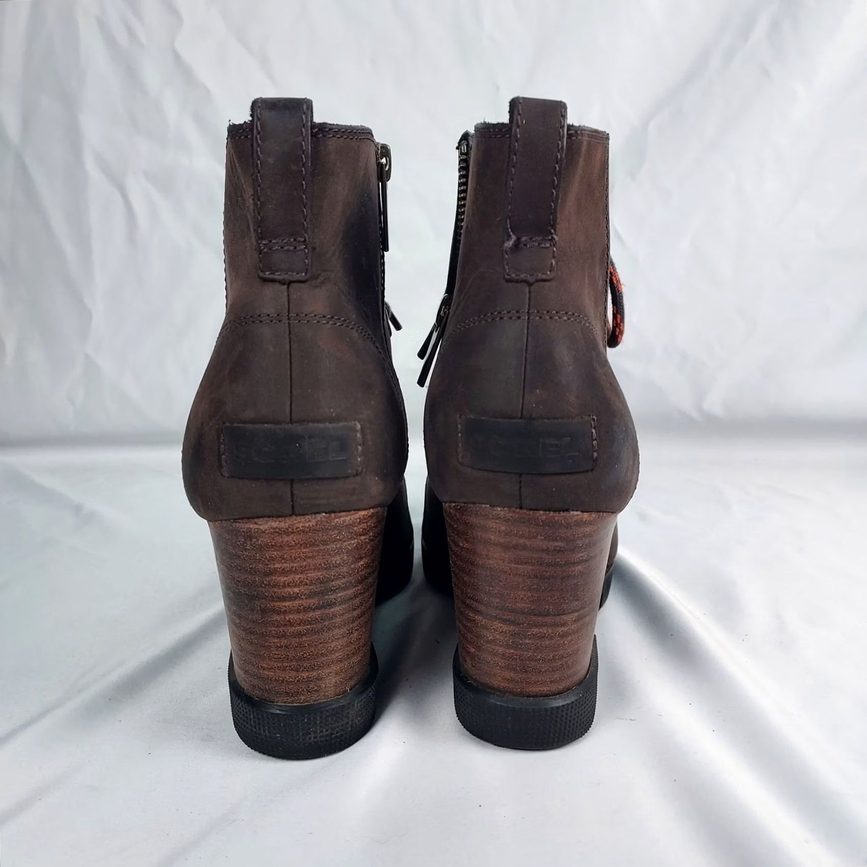 SOREL Sorel Womens Bootie Brown Leather Wedge Lug Sole Ankle Booties Women US 10 UK 8 EU 41 Size US 8 / IT 38 - 3 Thumbnail