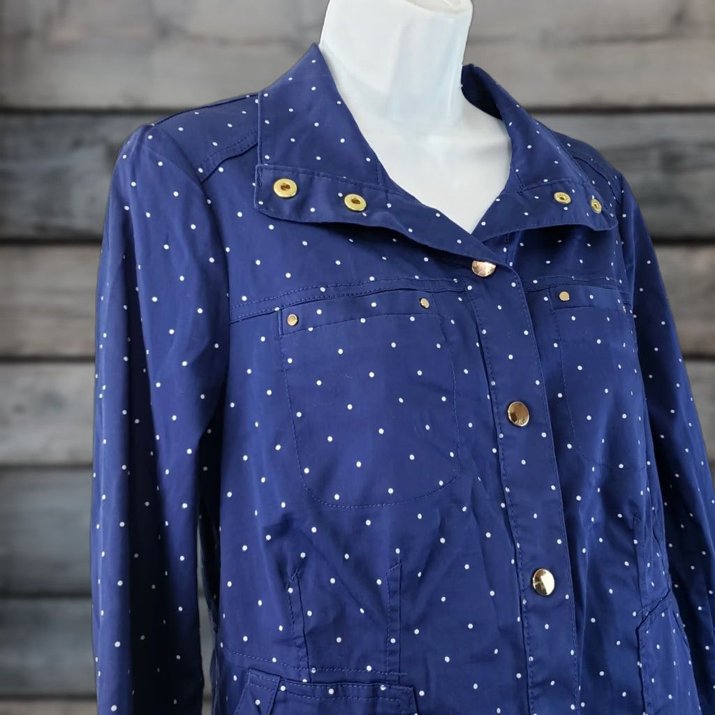 Vintage Chicos Womens Top Small Blue White Polka Dot Long Sleeve Cotton Blend Shirt Button-Up Adult Women Size S / US 4 / IT 40 - 1 Thumbnail