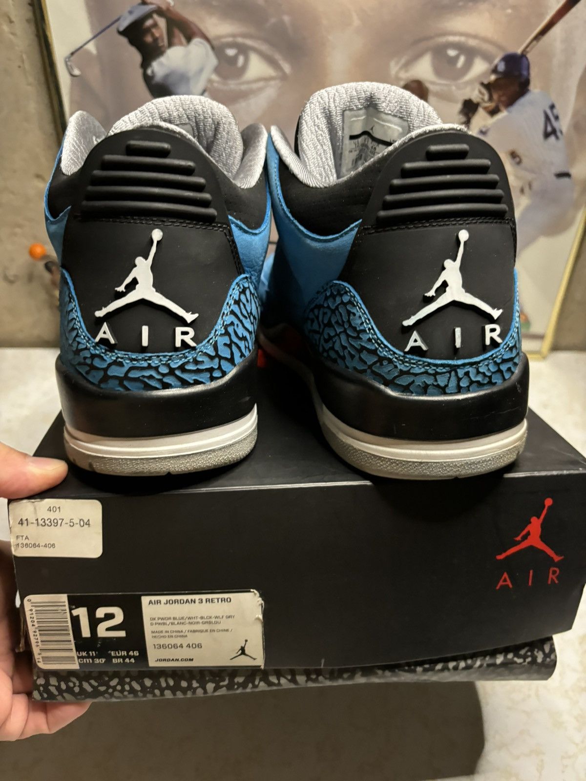 Jordan Brand Air Jordan 3 Retro Powder Blue 2014 Size US 12 / EU 45 - 7 Thumbnail