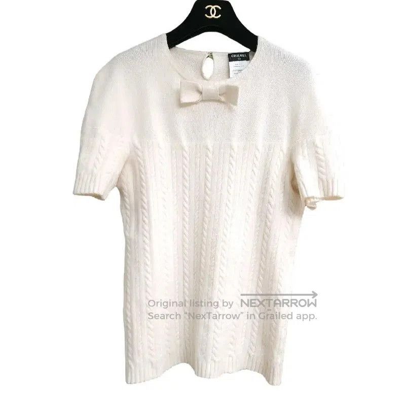 Chanel Chanel White Cashmere Short Sleeve Top . Size S / US 4 / IT 40 - 1 Thumbnail