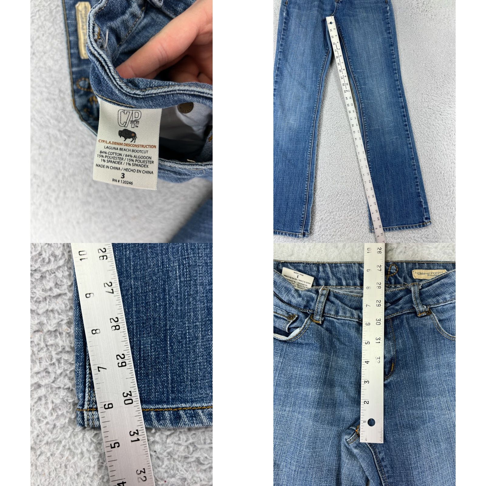 Vintage Chip & Pepper Jeans Womens 3 Blue Denim Bootcut Embroidered Distressed Stretch Size 26" / US 2 / IT 38 - 8 Thumbnail