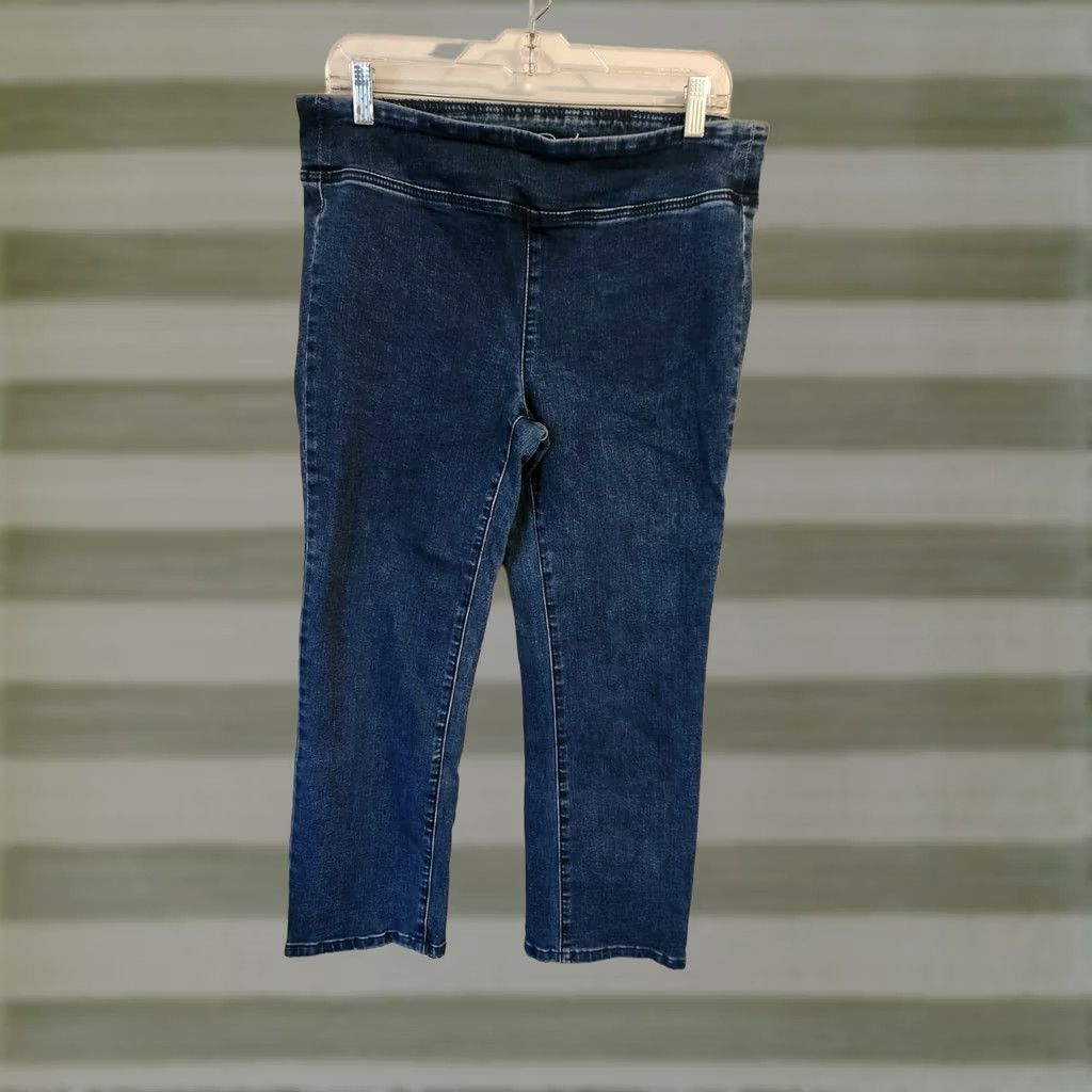 Denime DG2 Diane Gilman Blue Denim Stretchy Straight Leg Jeans 12 Petite Womens Jeans Size 34" / US 12 / IT 48 - 1 Thumbnail
