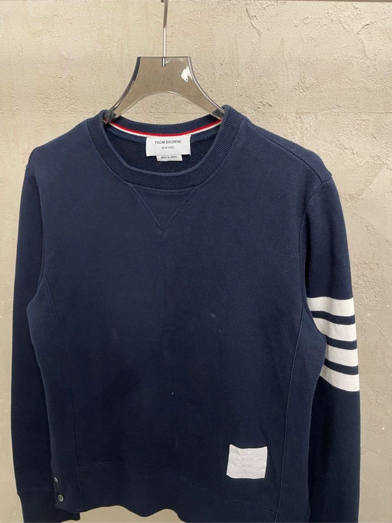 Thom Browne Thom browne Dark blue four-striped round-neck sweatshirt 25 Size US S / EU 44-46 / 1 - 3 Thumbnail