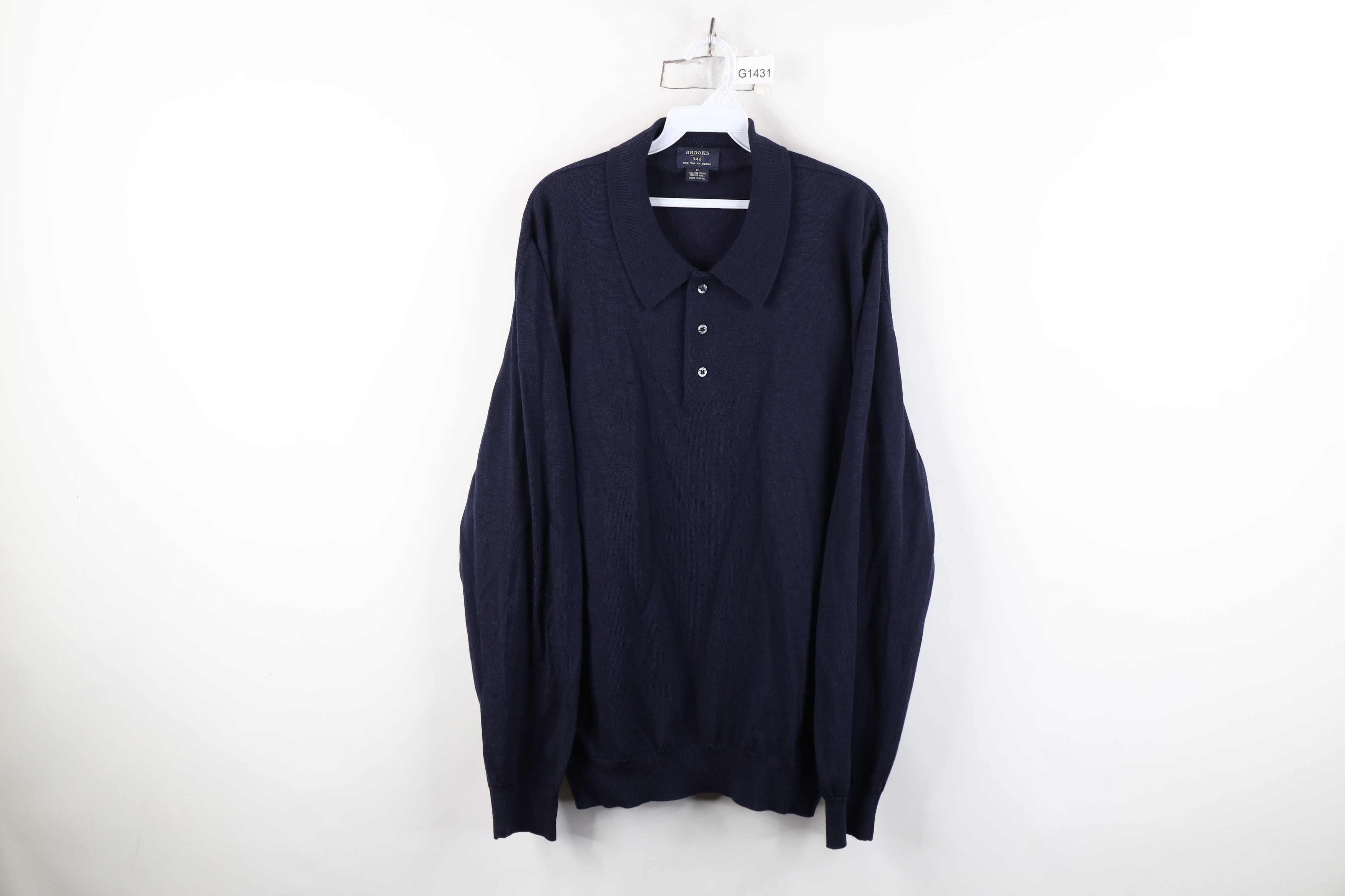 Brooks Brothers Vintage Brooks Brothers Blank Merino Wool Knit Polo Sweater Size US XL / EU 56 / 4 - 1 Thumbnail