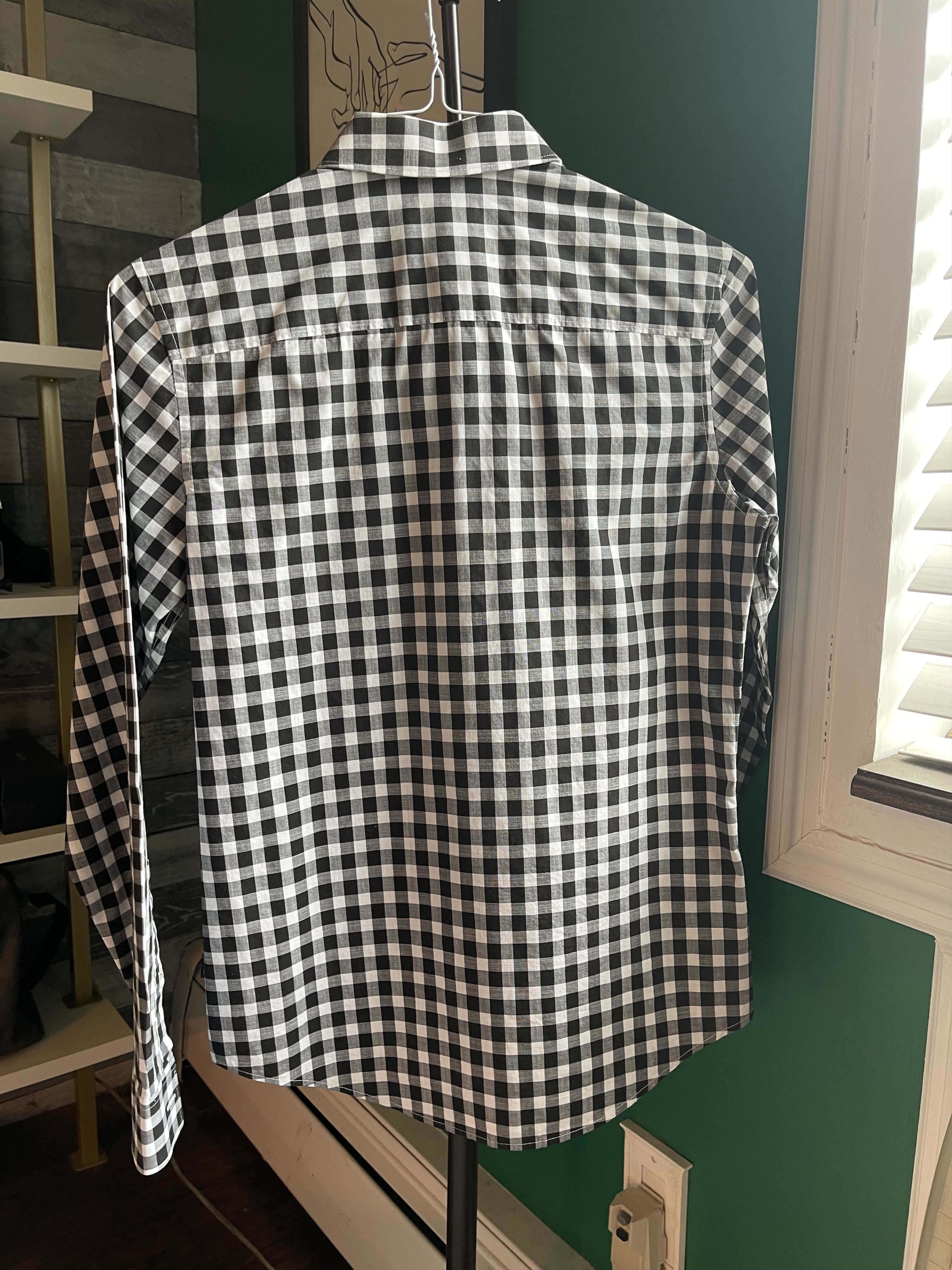Calvin Klein Black and White Check Pattern Button Down Size 38R - 2 Thumbnail