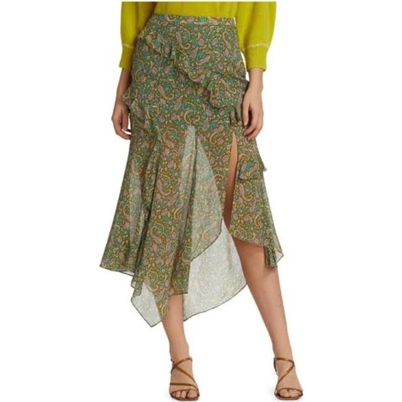Veronica Beard VERONICA BEARD 8 Eleonora skirt green asymmetrical ruffle Size 30" / US 8 / IT 44 - 1 Thumbnail