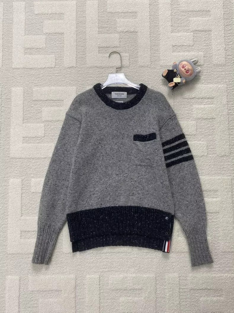 Thom Browne Thom Browne Gray Striped Wool Sweater - dmc Size US M / EU 48-50 / 2 - 1 Thumbnail