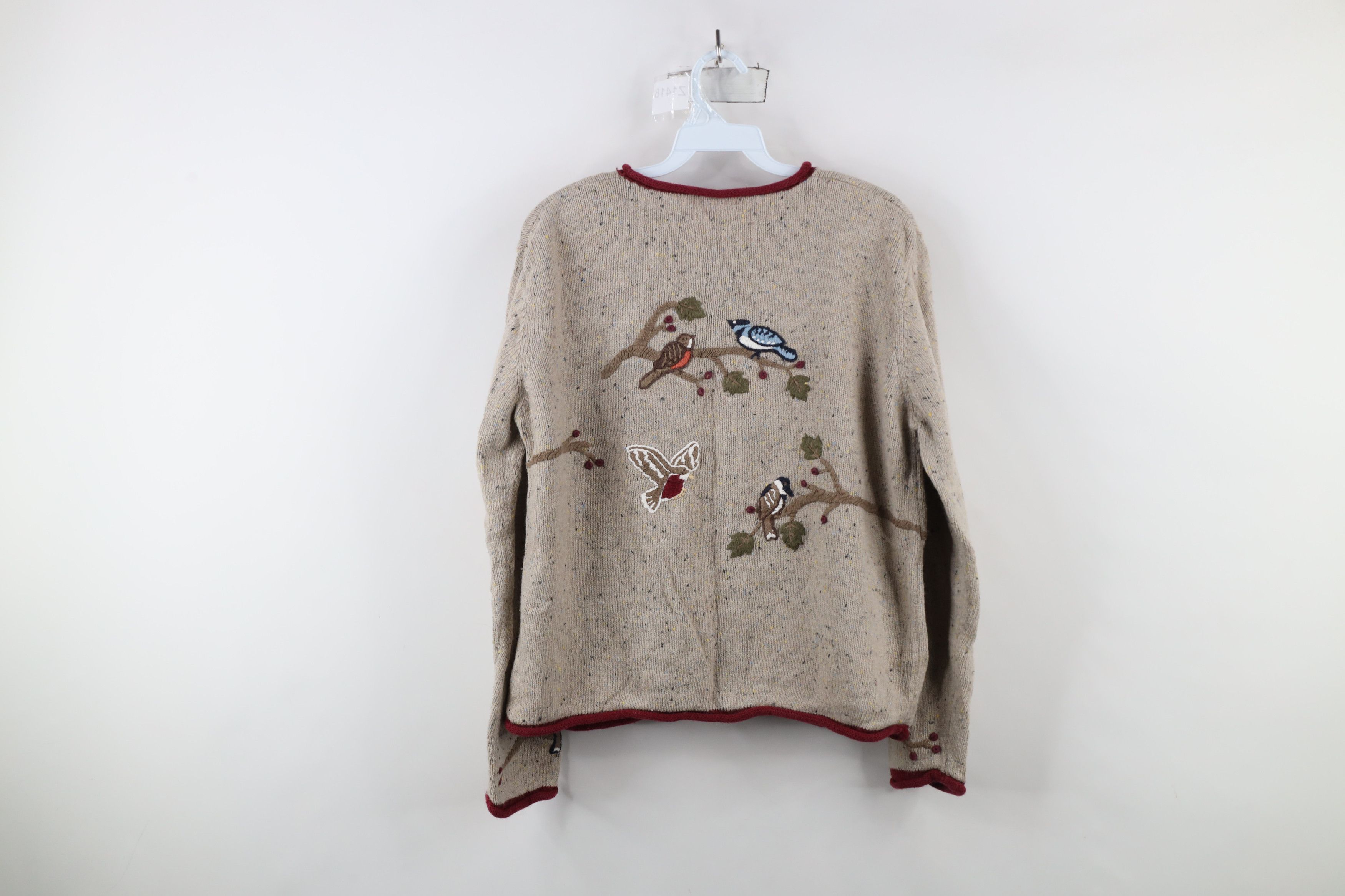 Vintage Vintage 90s Streetwear Embroidered Knit Cardigan Sweater Size L / US 10 / IT 46 - 12 Thumbnail