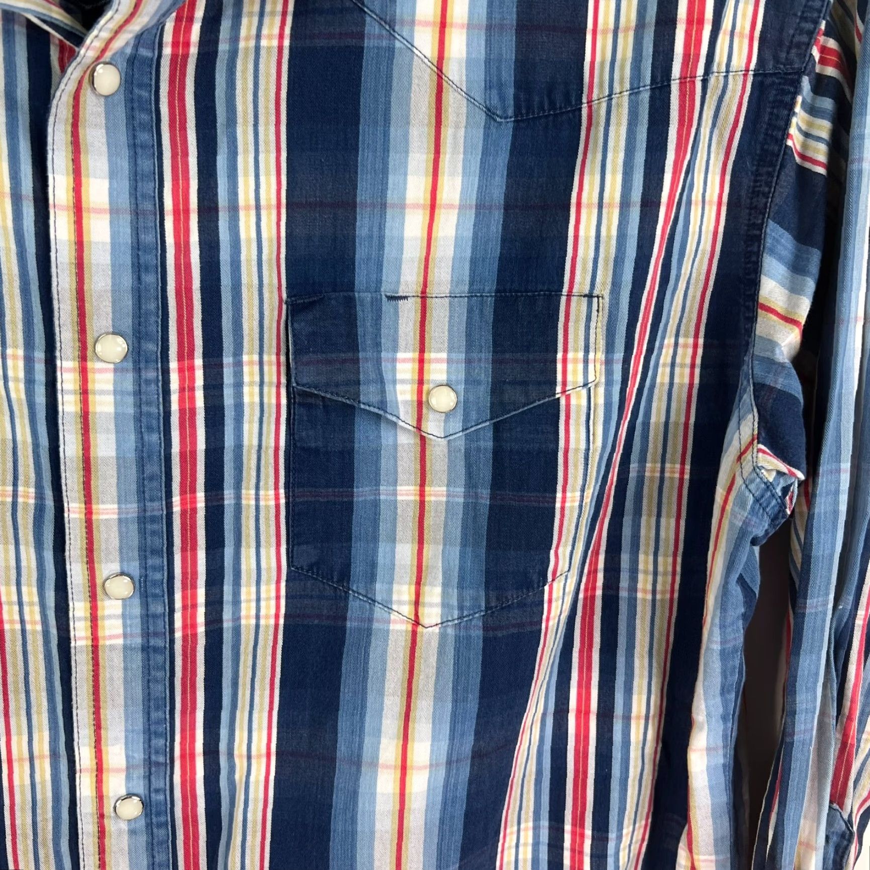 Wrangler VINTAGE Wrangler Western Shirt Men XL Blue Striped Long Sleeve Button-Up Western Theme Size US XL / EU 56 / 4 - 3 Thumbnail